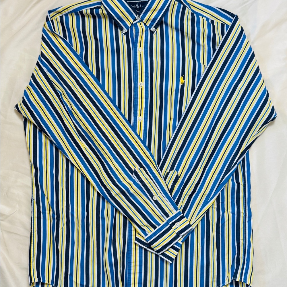 Ralph Lauren Shirt Mens Multicolor Striped Classic Fit Button Down Cotton Y2K